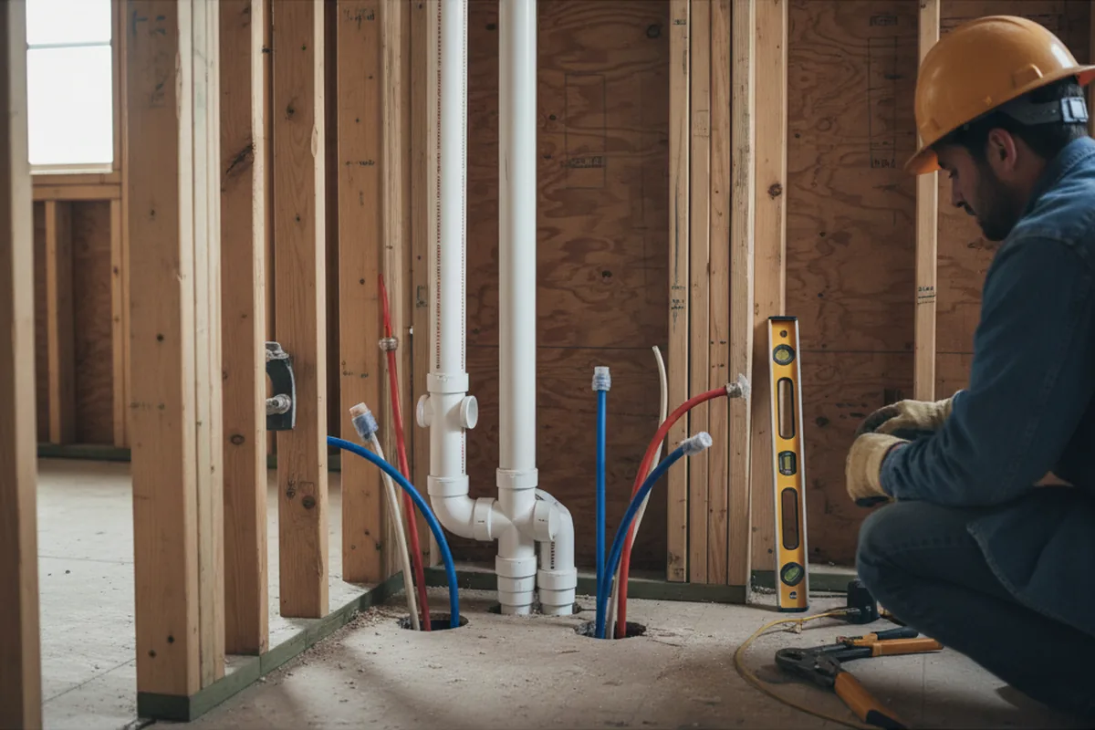 Drain and supply rough-in during Drain Cleaning in Debord